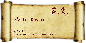 Páhi Kevin névjegykártya